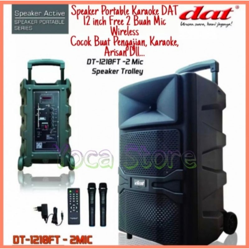 Speaker Portable DAT 12 Inch DT-1210 FT Bisa Bluetooth Mic 2 Wireless