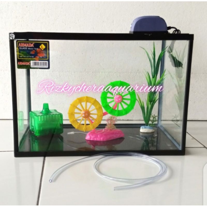 Paket Aquarium ikan hias Armada Size L ukuran 40cm x 25cm x 28cm