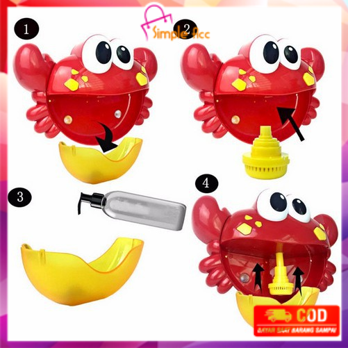 ~COD~ DO-M56 M57 Mainan Mandi Anak Bubble Crab Music Alat Pembuat Busa Mainan Gelembung Balon Sabun-1
