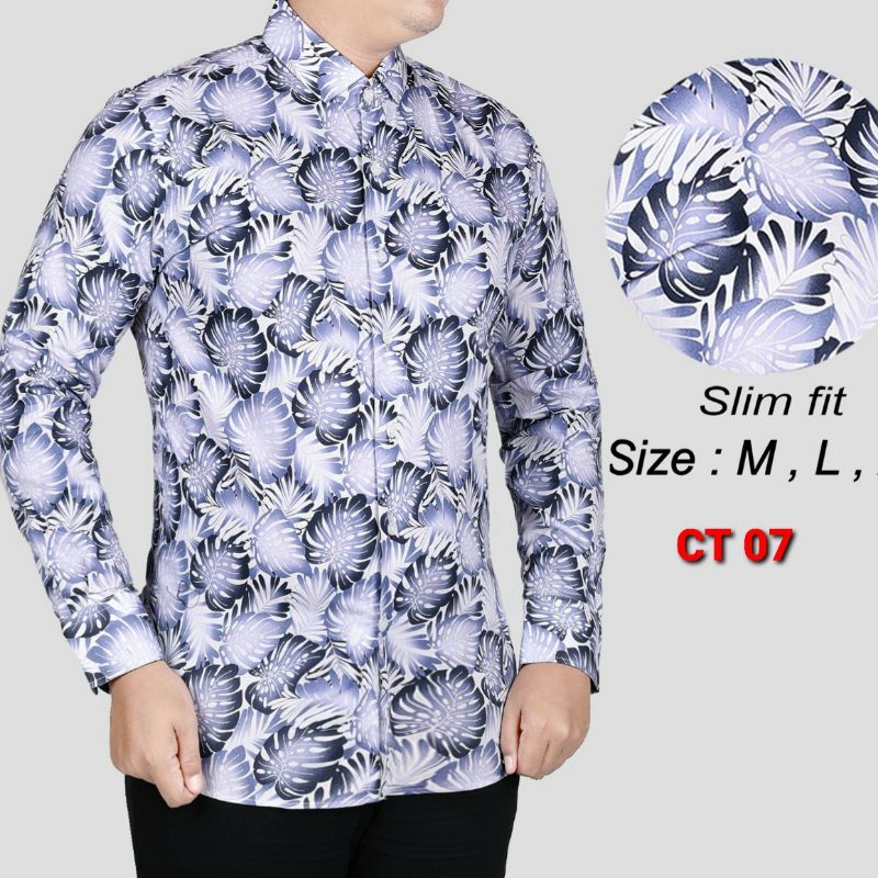 BAJU BATIK PRIA LENGAN PANJANG | KEMEJA PRIA SLIM FIT CT 07 COLIN DION