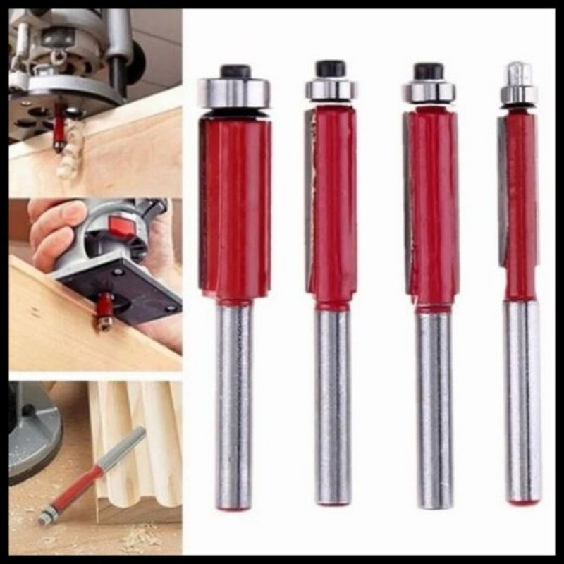 Mata Trimmer Set 4 pcs Mata Trimer Flush Trim Straight Bearing Bit SET 4 pcs Mata Pisau Mesin Profil