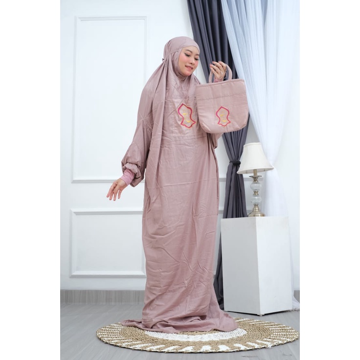 Mukena TEROMPAH MANSET Hadramaut Bali Terompah Polosan Warna Mukenah Dewasa Jumbo Rayon 5 Warna #5