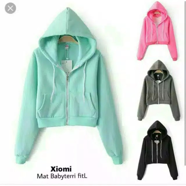 teal crop hoodie