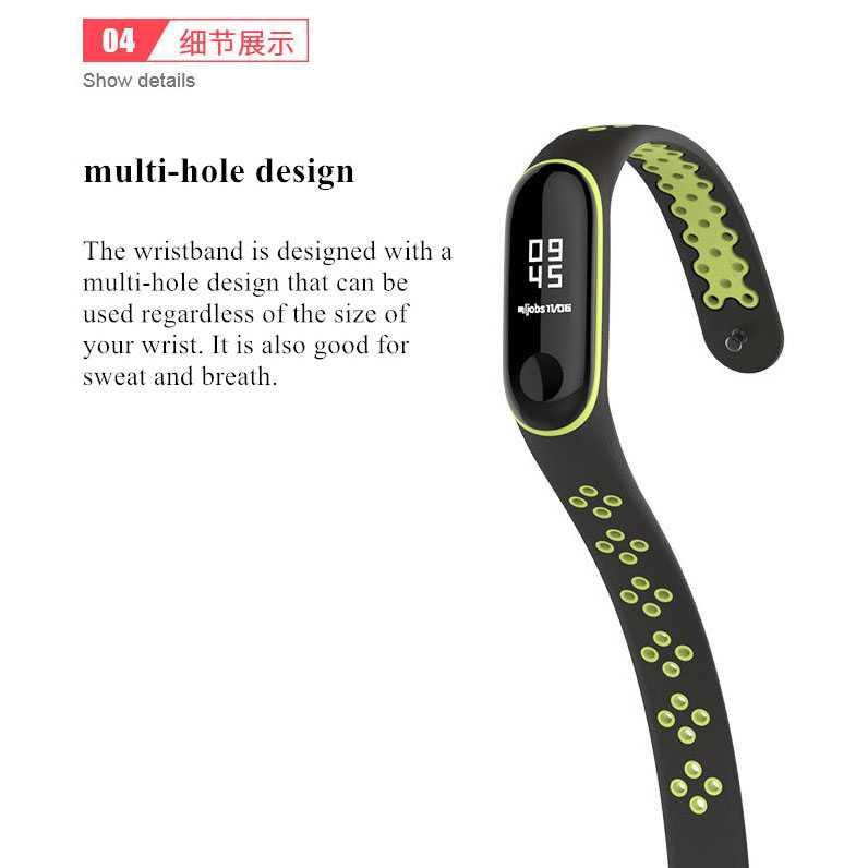 Mijobs Sport Strap Watchband Breathable Silicone Xiaomi Mi Band 3/4