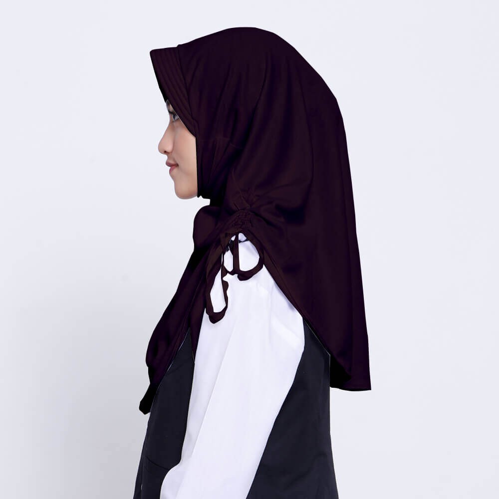 Kerudung Anak / Kerudung Sekolah ZOYA / Bergo / Hijab Instan - CERMATMAXI COKLAT