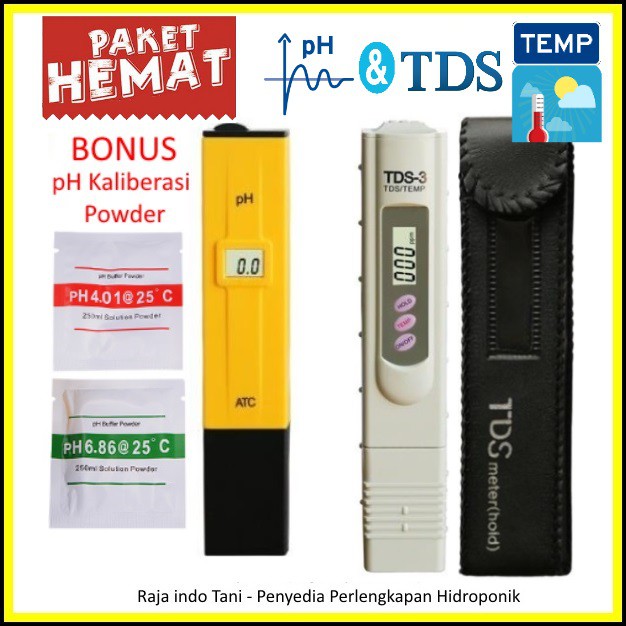 Paket Mantab Ph Meter + Tds Meter Alat Ukur Hidroponik Uji Air Akuarium