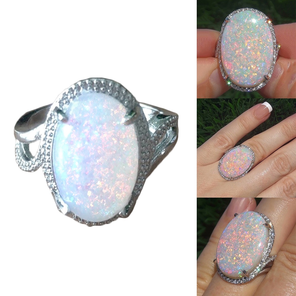 Hu Hu Hu Hu Hu Alat Bantu Pasang Kacamata♡ Cincin Batu Opal Imitasi Bentuk Oval Untuk Wanita