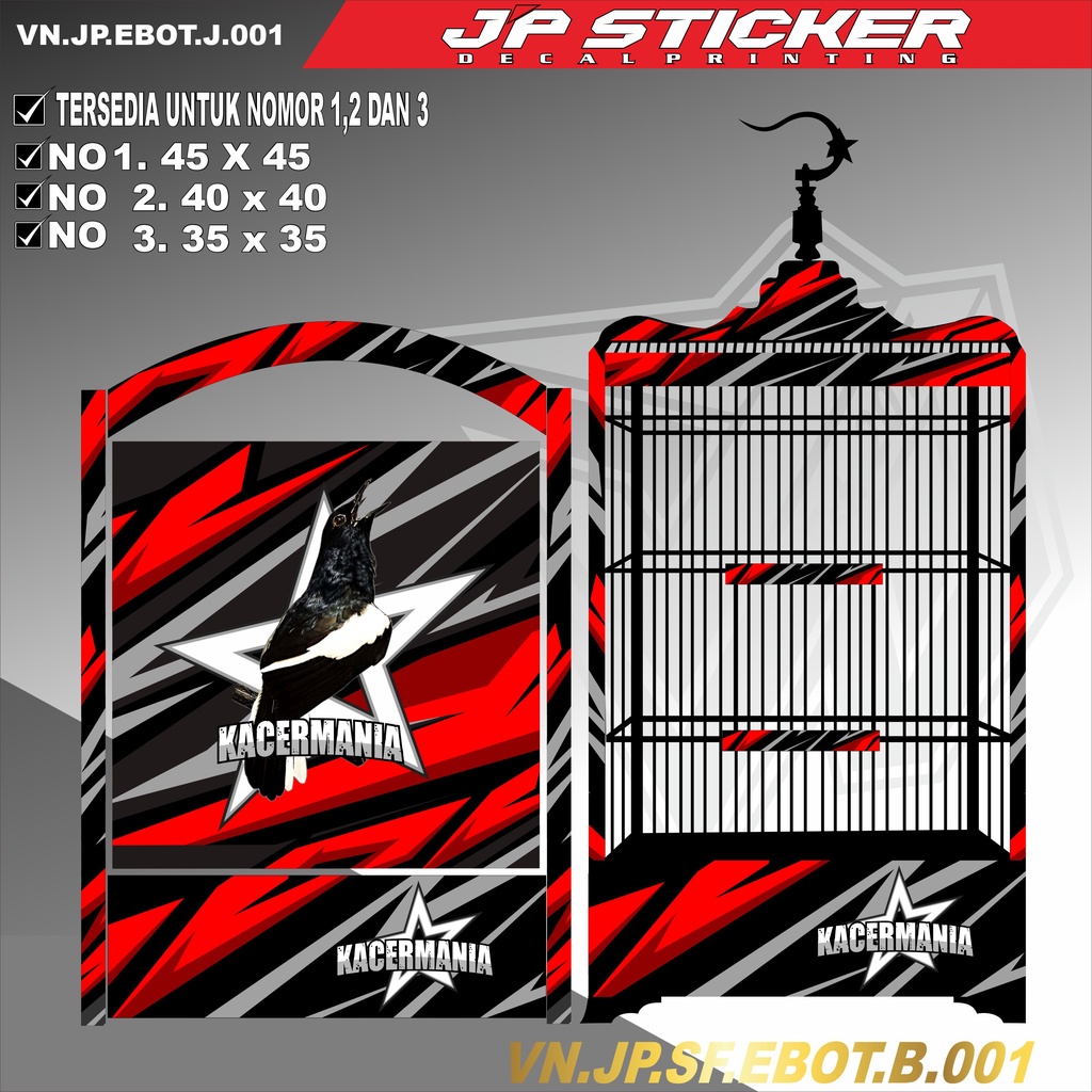 Stiker Dekal Sangkar Kotak Model Kosan BnR Ebod No 1 2 3 Desain Kacer Mania - D5 002