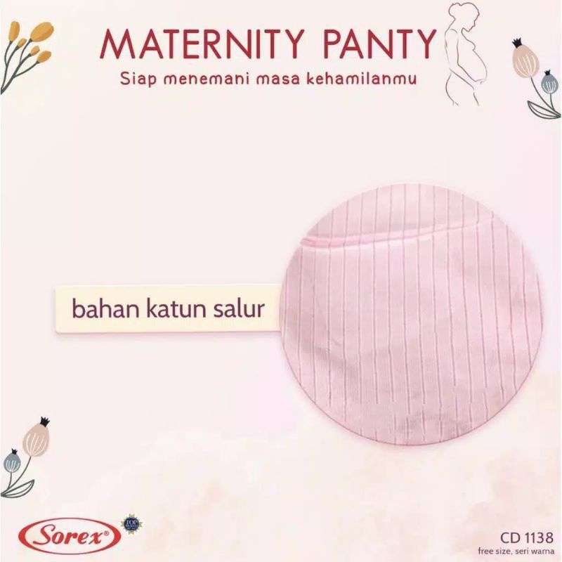 SOREX cd Hamil Katun Jumbo Emboss Salur 1138 Maternity Panty Original