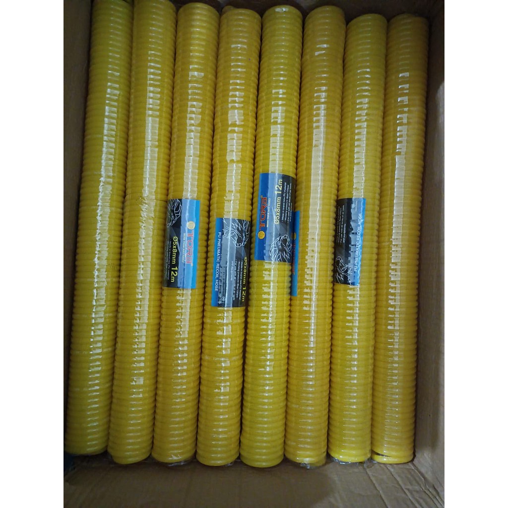 Tora Recoil Hose 12Meter - Selang kompresor spiral 12 Meter kuning