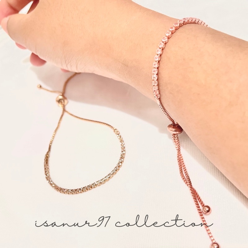 ISANUR97 - “Diamond Bracelet” | Gelang Wanita Gelang Serut Berlian Titanium Gelang Serut Gold Emas RoseGold