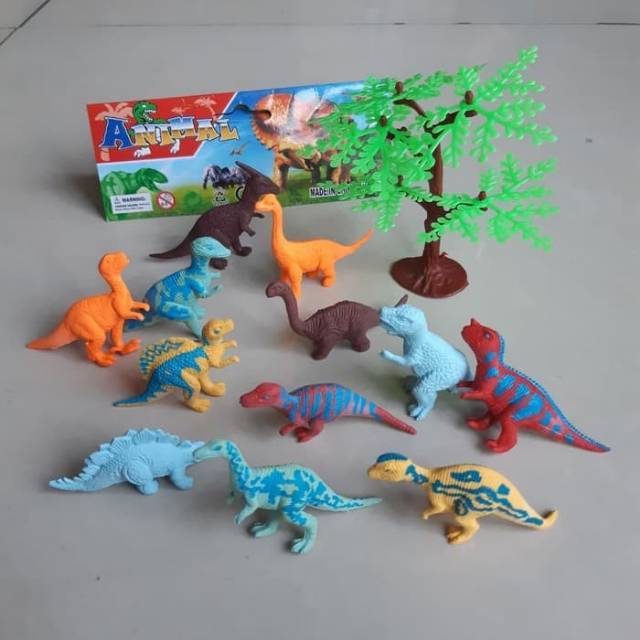 mainan set dinosaurus karet anak paket dino hewan purba mini edukatif