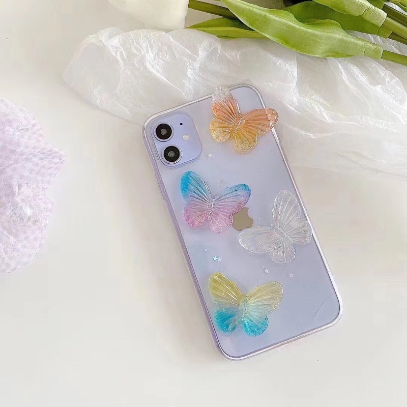 Butterfly 3D Case Iphone Oppo Vivo Xiaomi Samsung Huawei Realme A95 A32 A33 V23e V21 A53 2020 Redmi Note 4 5 6 7 8 9 10 Pro Reno 2f 5f