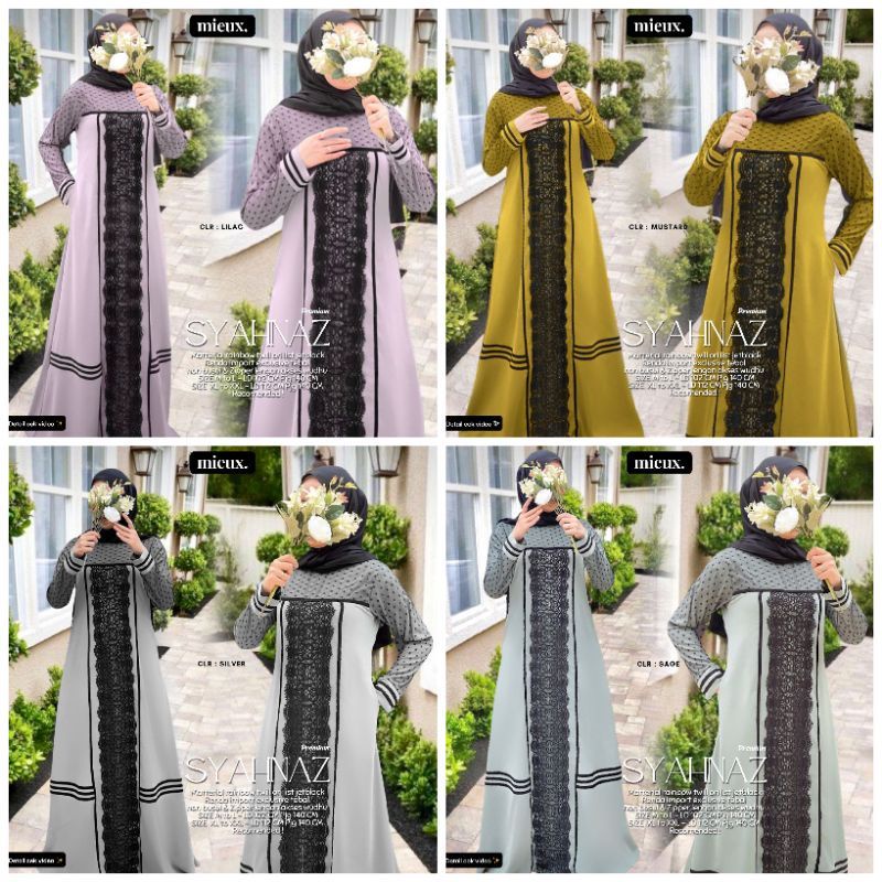 Syahnaz Maxy Original Mieux Gamis Jumbo LD 102 // LD 122 Rainbow Twill Ori List Jettblack Renda Impo