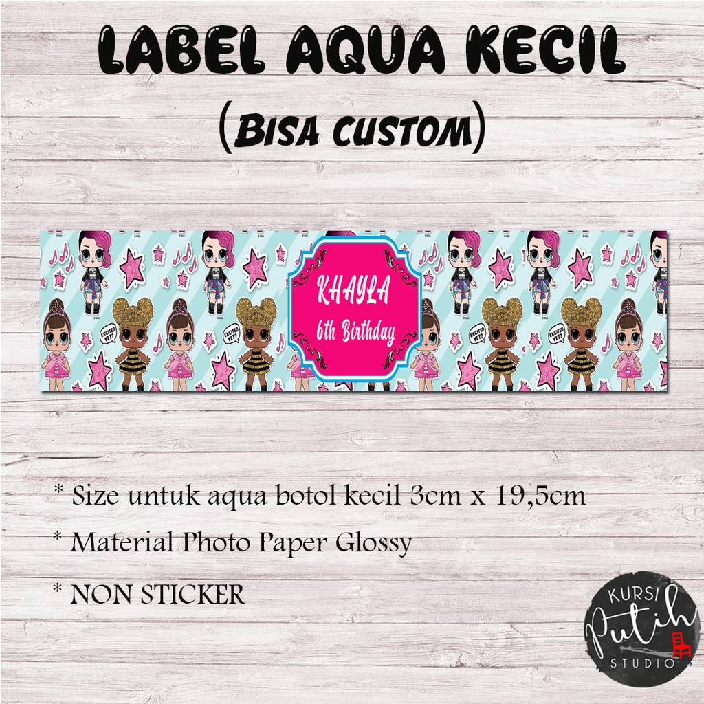 

Label Aqua Botol Kecil / susu kotak kecil bisa custom nama tema lol