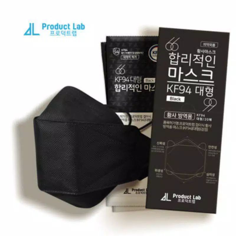 Masker Korea KF94 Black / Product Lab KF94 Mask 4ply  (Ori🇰🇷)