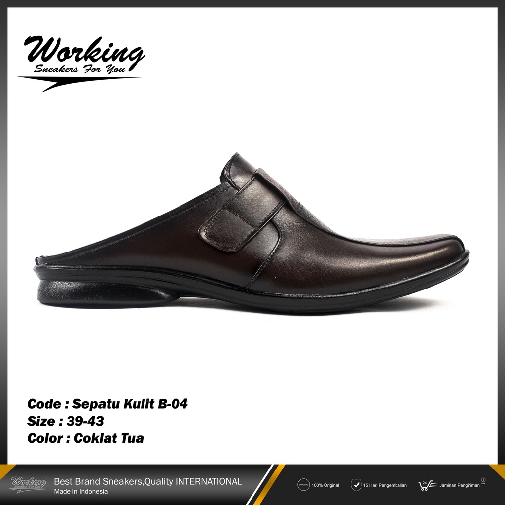 Sepatu Pria Kulit Working B-04 // Sepatu Kerja // Sepatu Pria Keren // Sepatu Kulit Asli 100% Realpict Bisa COD