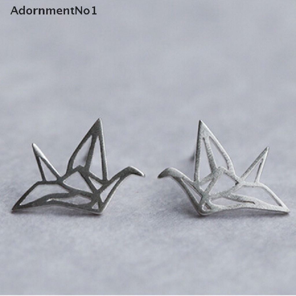 (AdornmentNo1) Anting Tusuk Gantung Desain Origami Bangau Hollow Untuk Wanita