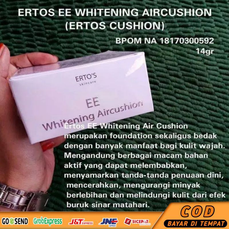 Bedak Perawatan Wajah Ertos EE Cushion Whitening Aircushion Pemutih Pencerah Kulit Muka garansi ori