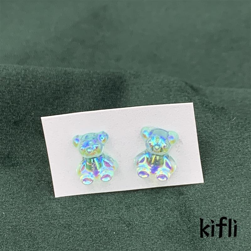 Anting Stud,Mini Bentuk Beruang Warna-Warni,Bahan Akrilik,Untuk Wanita