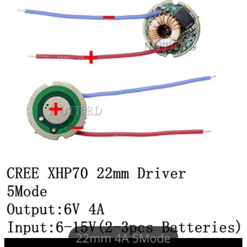 Driver Cree XHP70 22 MM 5 Mode Input DC 6V-15V 4500mA 6V Output