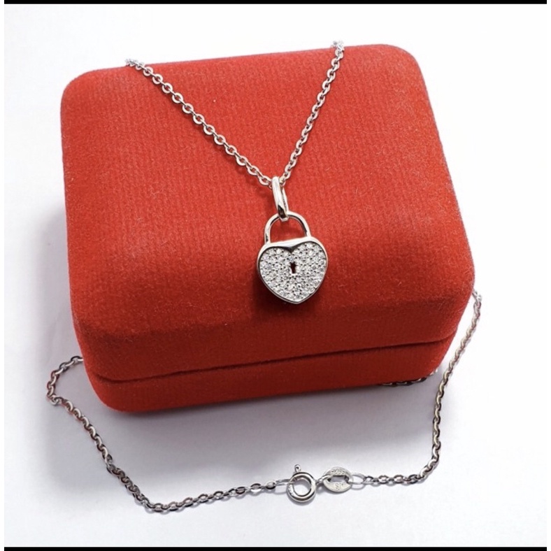 Kalung liontin love perak 925 lapis emas putih kalung love silver 925 kalung cewek