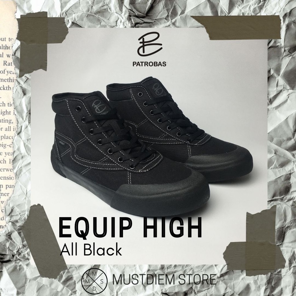 SEPATU PATROBAS EQUIP HIGH - ALL BLACK / HITAM POLOS ORIGINAL