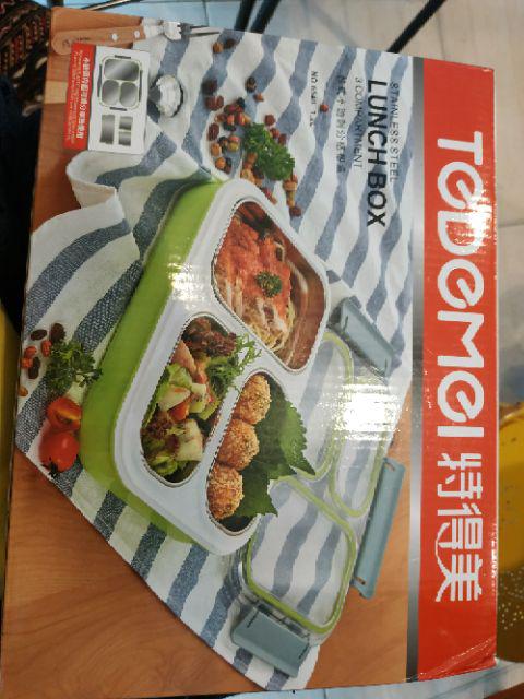 Lunchbox Tedemei 6540 Stainless Steel Sekat 3 / Kotak Makan Anti Tumpah Bocor Lunch Box