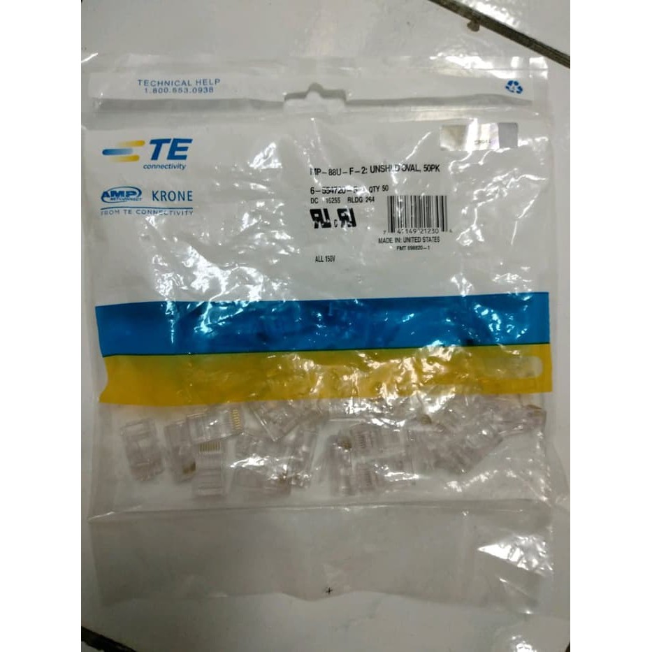 Connector RJ 45 AMP   Kepala RJ 45 Cat 5   Konektor AMP RJ45