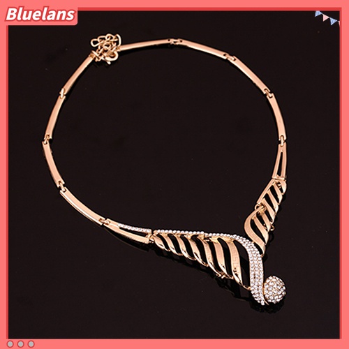 Set Perhiasan Kalung Rantai Cincin Gelang Anting Model Hollow Untuk Hadiah Pesta Pernikahan Wanita