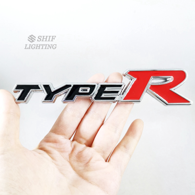 1Pc Stiker Emblem Logo Tipe R 3D Bahan Metal Untuk Fender Belakang Mobil Honda