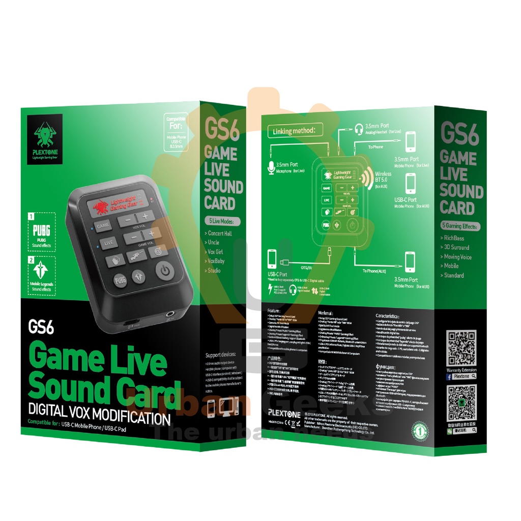 Audio Converter Plextone GS6 Sound Card BGM Effects Game Live