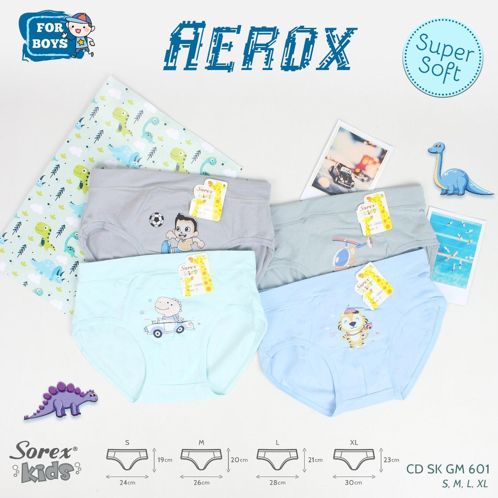 SOREX KIDS BOY SK GM 605 ; GM 670, GM 601, GM 651 - CD CELANA DALAM SEGITIGA ANAK COWOK GAMBAR BINATANG