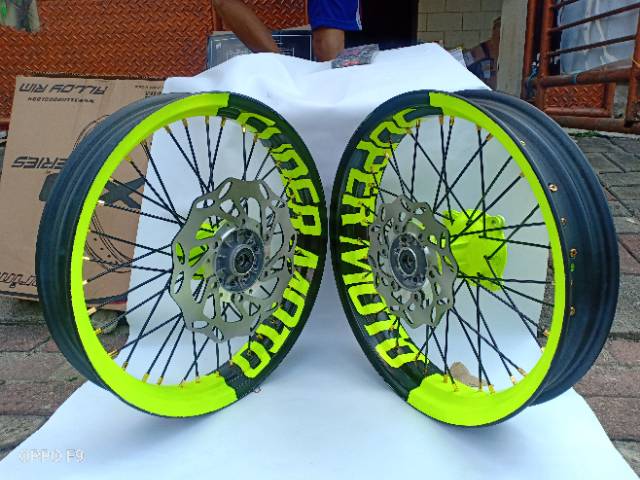 Sepaket Velg SuperMoto Super Moto Klx150  Klx 150 D-Tracker 150 CRF150 L CRF150L WR155 WR 155 Tulisan SuperMoto Vrossi ProTech