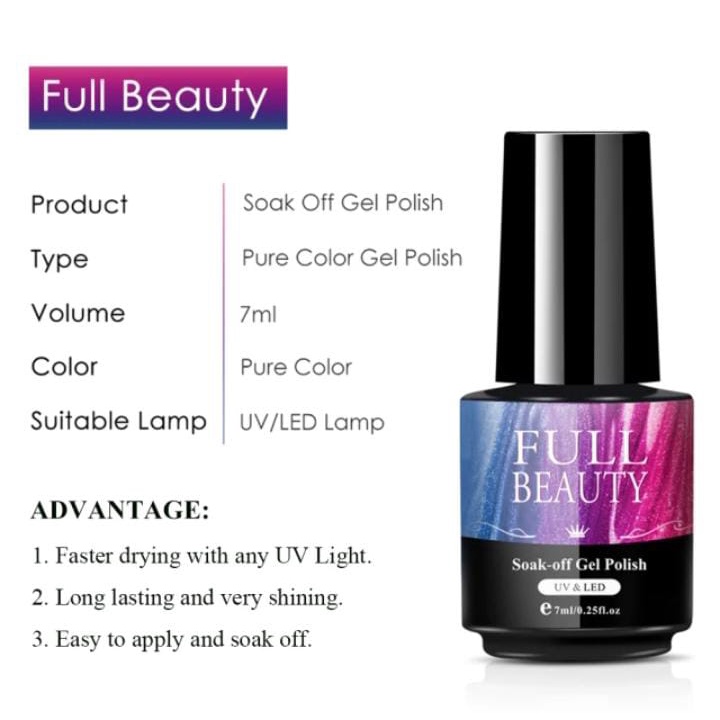 31-60 FULL BEAUTY GEL POLISH 7.3ml KUTEK GEL FULL BEAUTY TAHAN 2 BULAN NAILART GEL POLISH