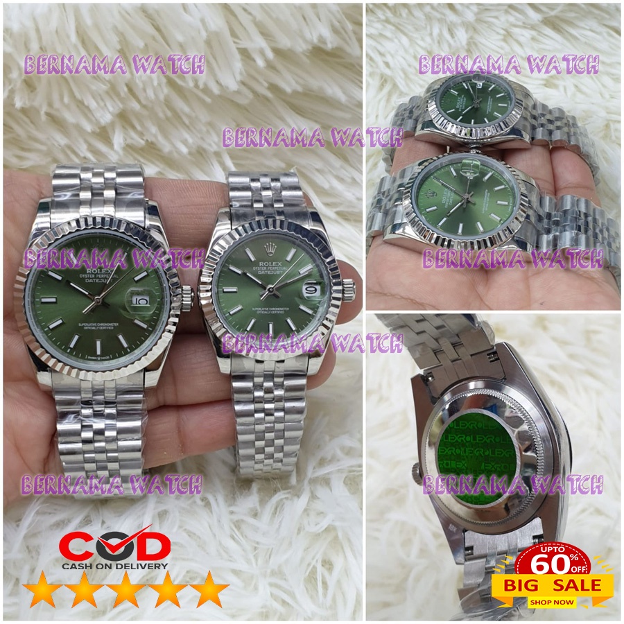 COD JAM TANGAN COUPLE ROLEX OYSTER TGL AUTOMETIK RT SILVER ASIAN ETA BOX ORI WARRANTY 1 YEAR