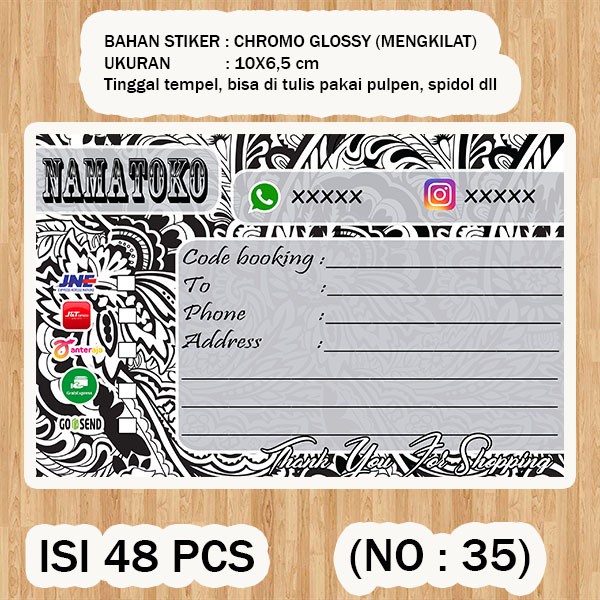 

( STIKER PENGIRIMAN ) Shipping label ( /pack isi 48pcs no.35 )