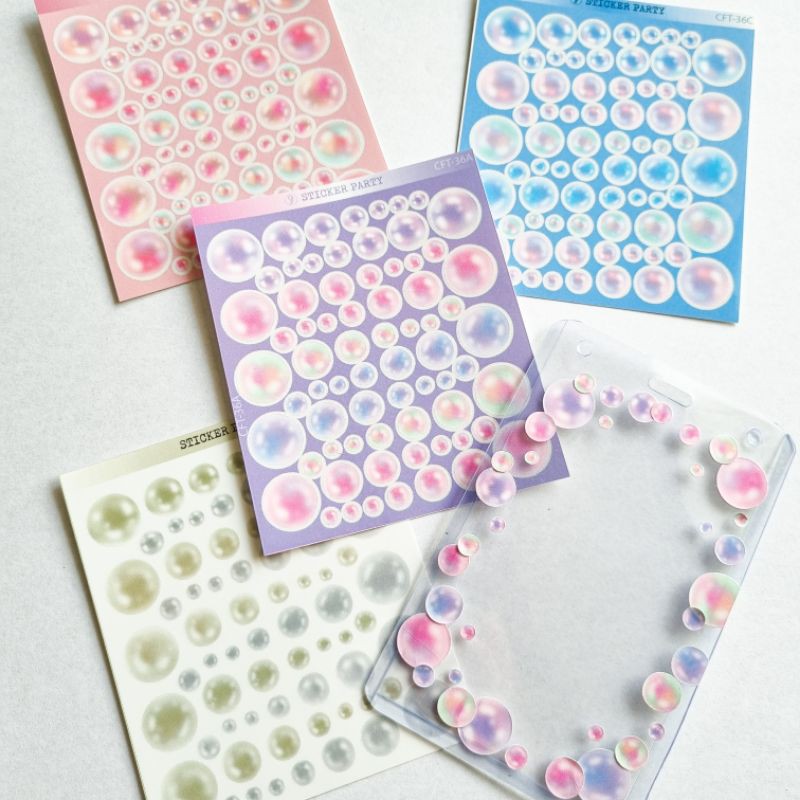 Sticker Party Stiker Satin Pearl Mutiara Bubble KISS CUT Deco Polco Top Loader Polaroid Kpop CFT36-2