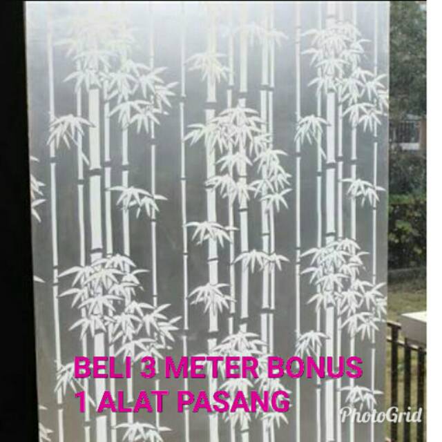 Stiker kaca motif bambu