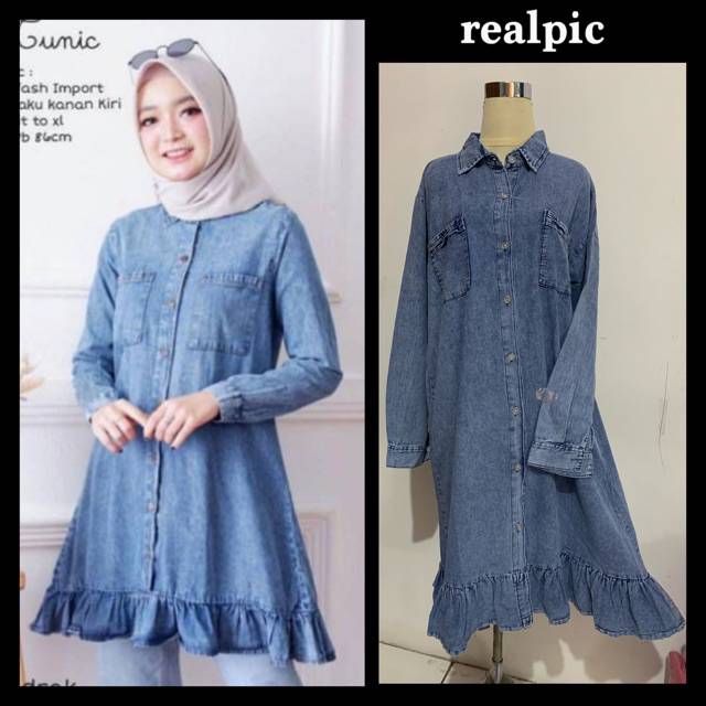 TUNIK FLODIA - TUNIK JEANS JUMBO XX BUMIL BUSUI MURAH