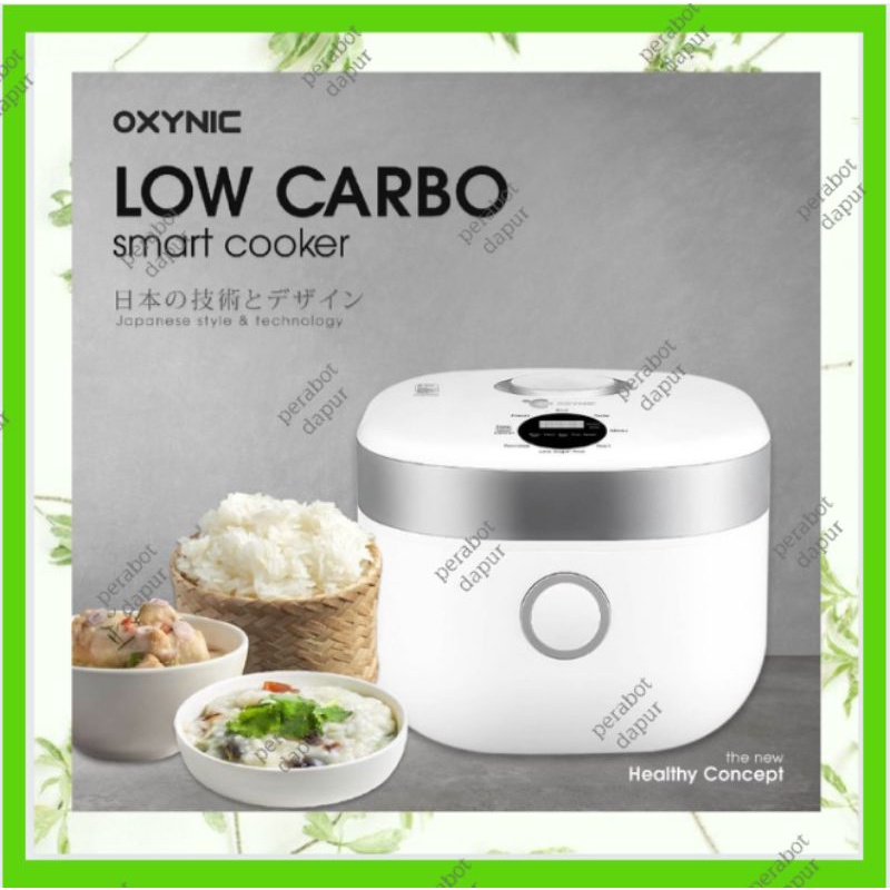 Rice cooker Low Carbo Smart Cooker Low Carbo Oxynic Multifungsi 1,8 Liter Touchscreen 600 Watt Garan