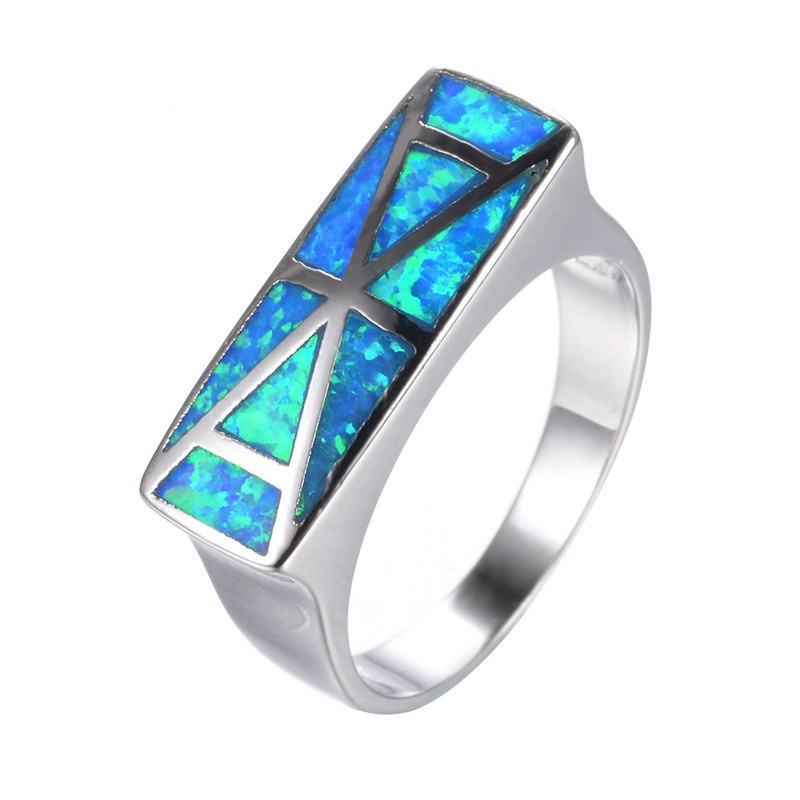 New blue double A opal fashion ladies zircon ring