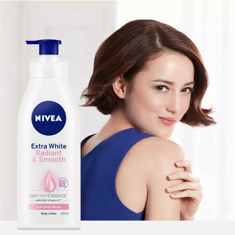 ✿ELYSABETHME✿ Nivea Extra white radiant and smooth 400ml hand body lotion serum mudah menyerap pelembab kulit putih cerah