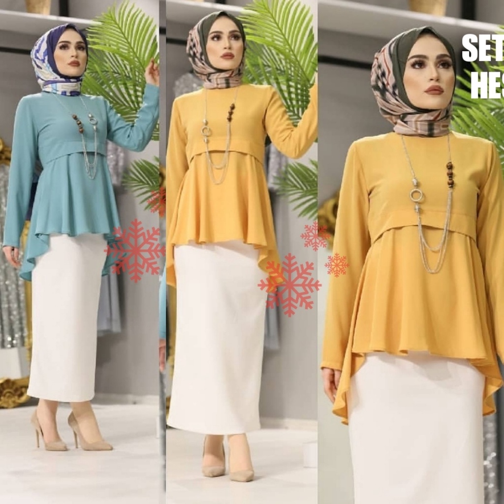 ONE SET HESTIA BAJU SETELAN WANITA ROK SPAN TUNIK MUSLIM