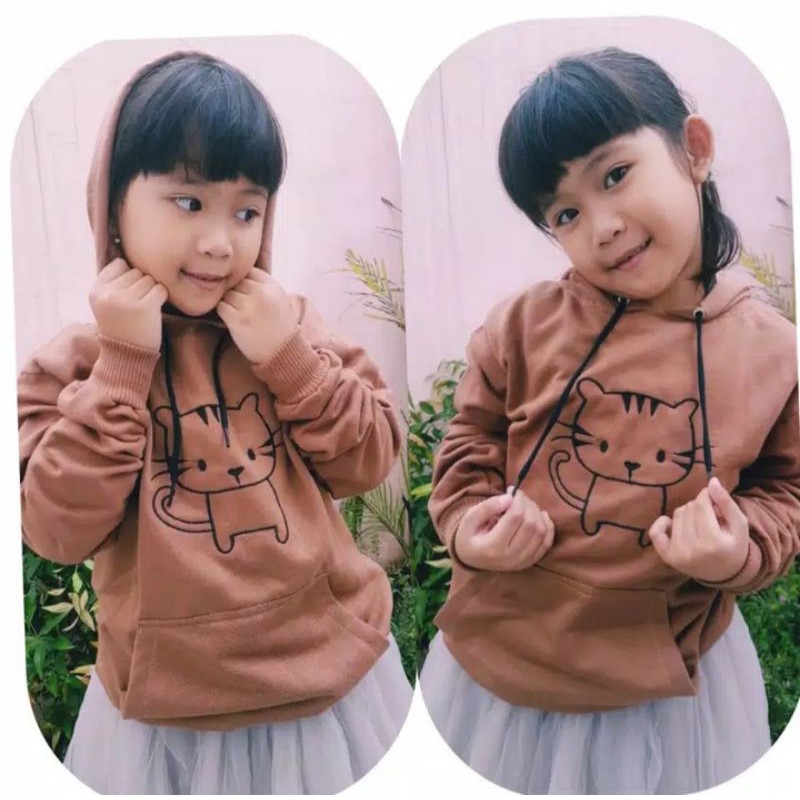 Sweter Hudi Anak CATHY CAT | JAKET Suiter Hody ANAK 6 - 10 TAHUN BAHAN FLEECE ADEM