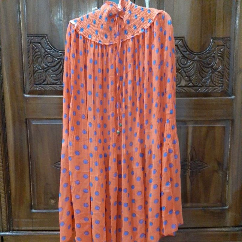 Rok Panjang Lipit-Lipit Polkadot