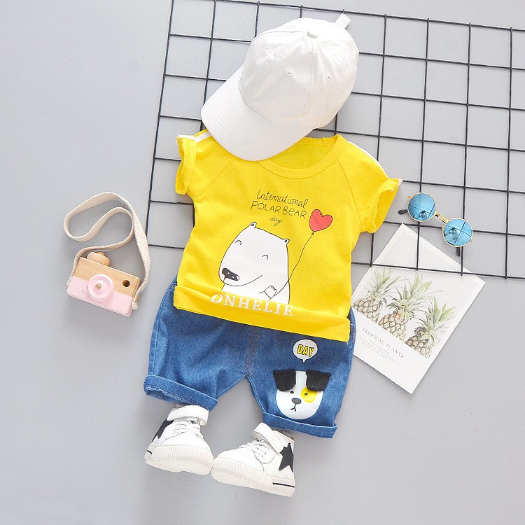 Mamamoli Baju setelan kaos anak laki laki / bayi / baby import/impor lucu  polar bear mm08