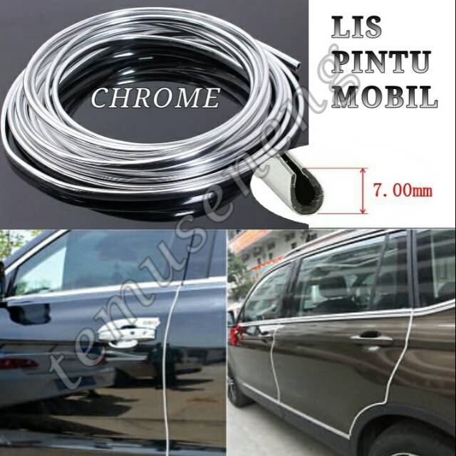 Panjang 4M Lis Pintu Mobil Silver Crom Pengaman Pelindung Door Guard Universal List Doorguard Murah