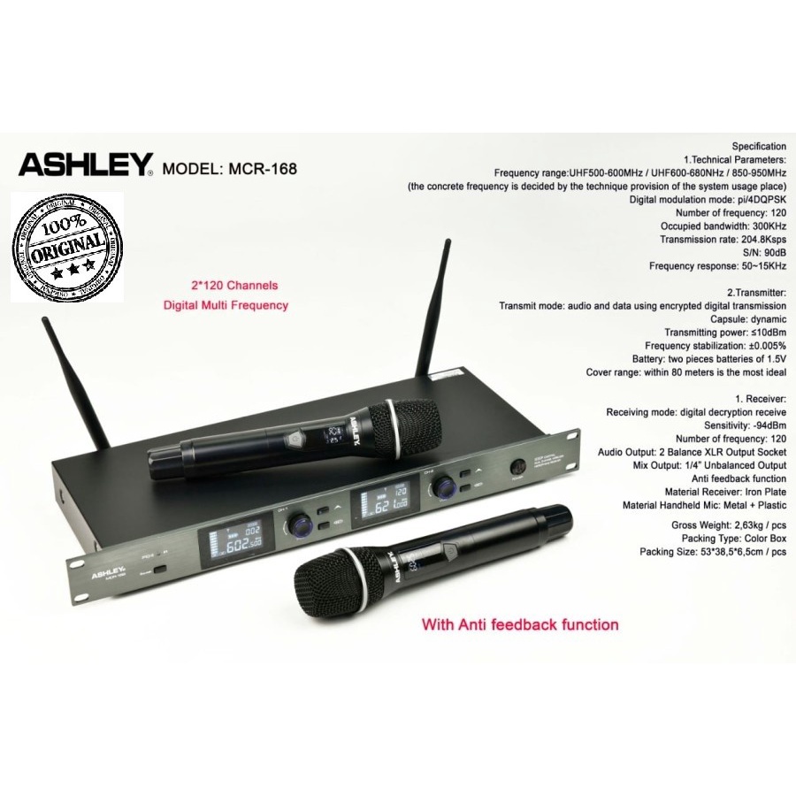 Mic Wireless Ashley Mcr168 Mcr 168 Original Ashley