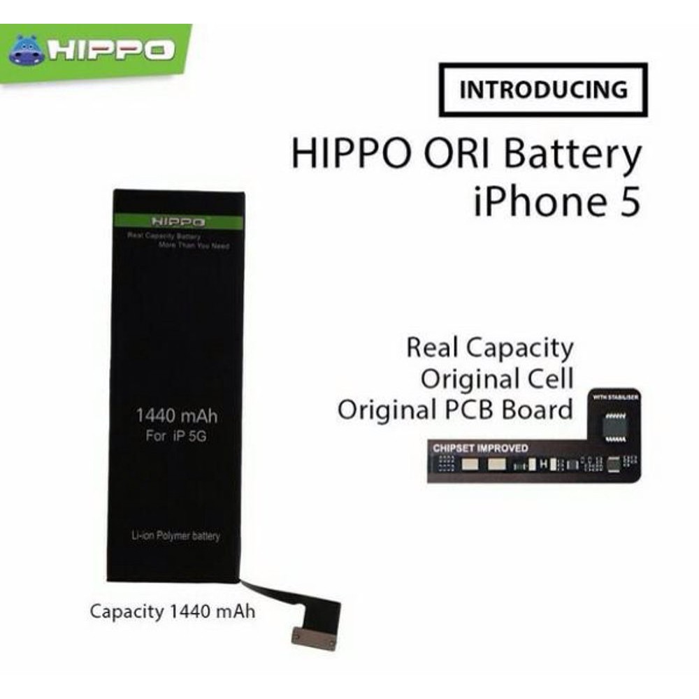 EXCLUSIVE  Hippo battery apple iphone 5 5G Original 1440 mah / batre batrei batrai baterai ori by